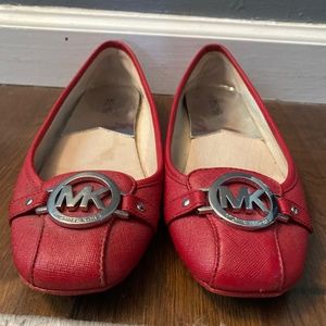 Michael Kors Red Leather Flats Size 9
